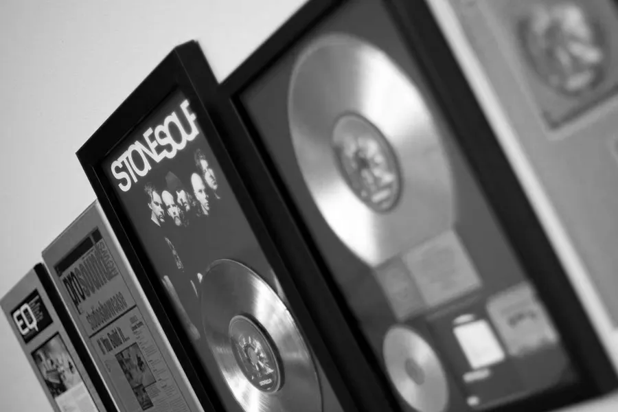 Gold record on the studio wall